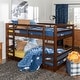 preview thumbnail 3 of 26, Walker Edison Browning Solid Wood Twin Size Low Bunk Bed Walnut