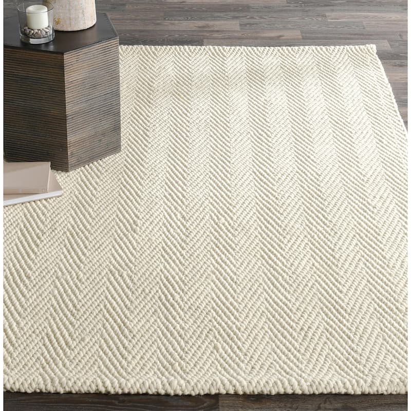 Villa by Classic Home Herringbone Handwoven Wool Blend Rug - 8x10 - Ivory