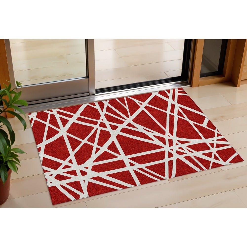 HomeRoots Geometric Transitional Rectangle Outdoor Rug