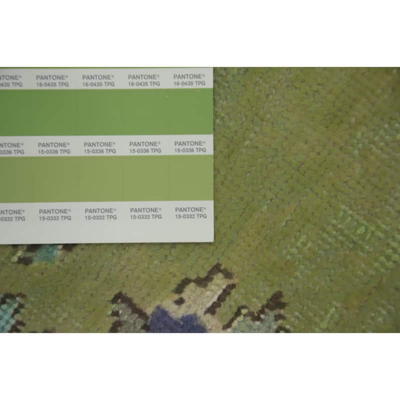 Hand Knotted Oriental 100% Wool Carpet Traditional Floral Green Tabriz Area Rug - 9' 5'' X 6' 5''