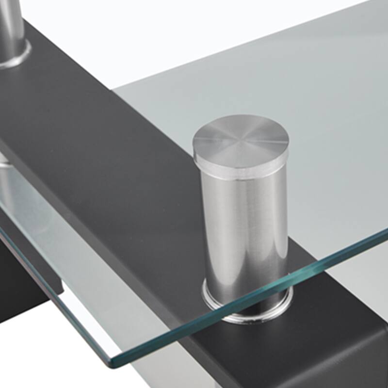 Rectangle Black Glass Coffee Table, Clear Coffee Table