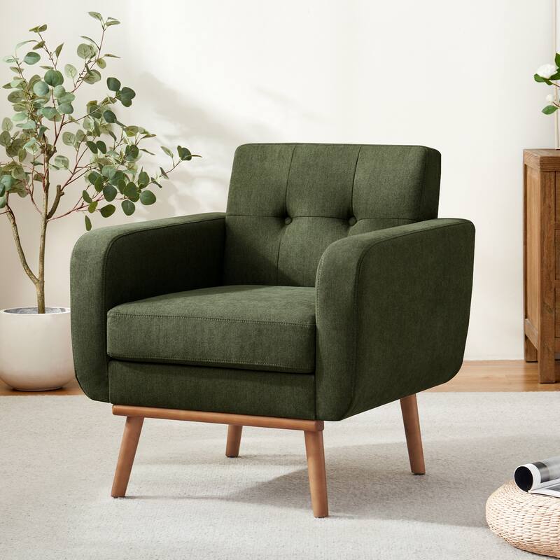 Tufted-Fabric-Upholstered-Accent Chair - 30.5" x 30" - Green