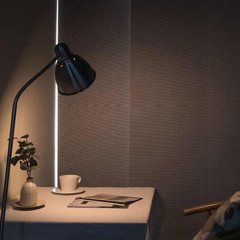GoDear Design 99.99% Blackout & Sheer Natural Woven Adjustable Sliding Panel Track Blinds, Vertical Blinds, 45.8"- 86" W x 96" L