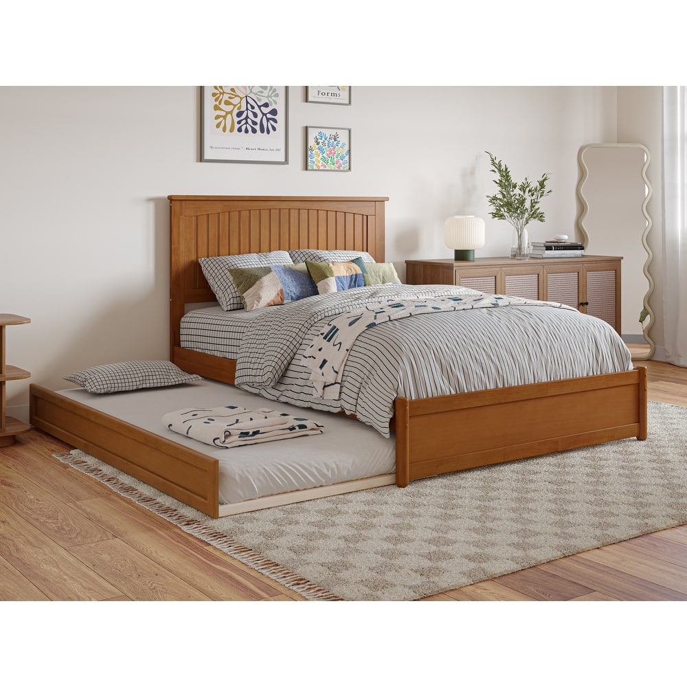 Malta Platform Bed with Panel Footboard and Twin Trundle