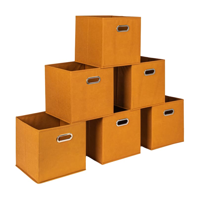Household Essentials Fabric Storage Bins 6 Piece Set, Terracotta Color