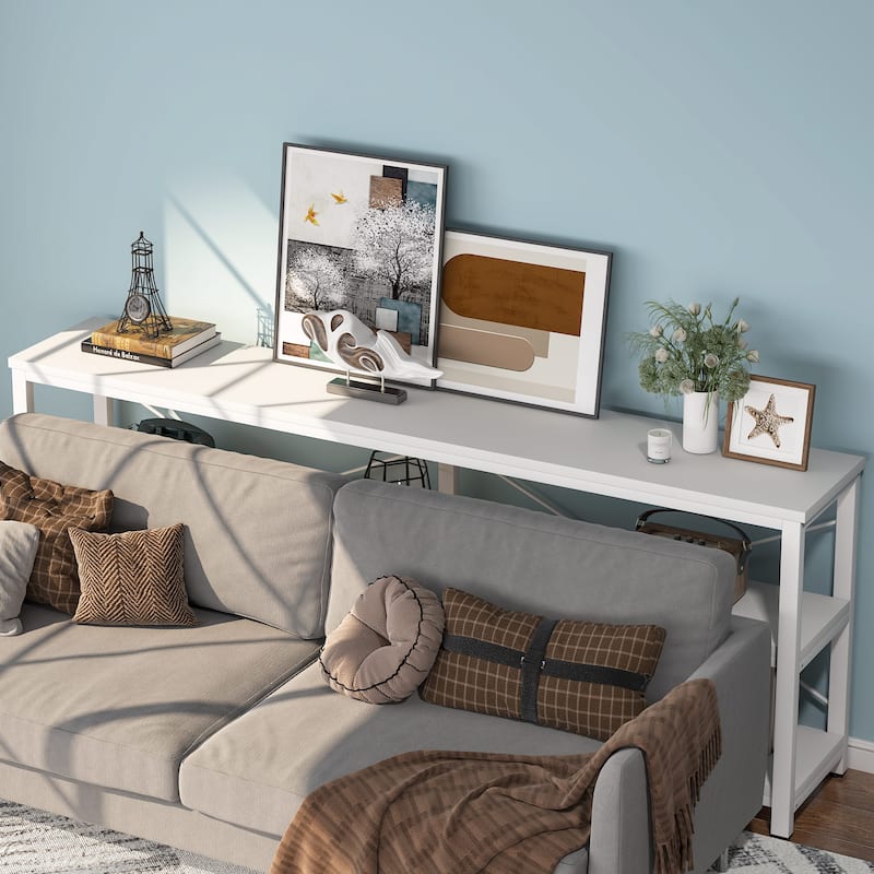 Extra Long Sofa Console Table with Storage for Entryway