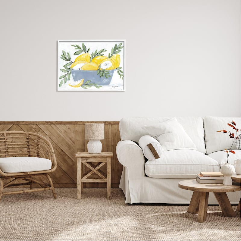 Stupell Yellow Country Lemons Painterly Green Leaves Framed Wall Art