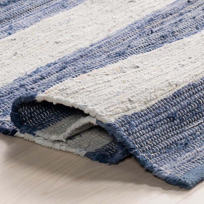 Home Conservatory Striped Rag Handwoven Cotton Area Rug - 2'6" x 8' Runner