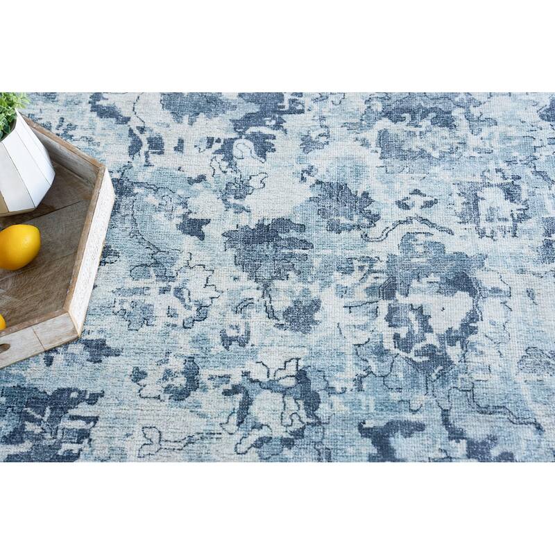 EXQUISITE RUGS Dorchester Hand-loomed Wool/Bamboo Silk Navy/Blue Area Rug.