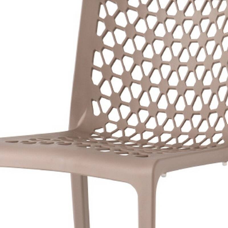 HomeRoots Set of Two Gray Heavy Duty Plastic Outdoor Stacking Dining Chairs