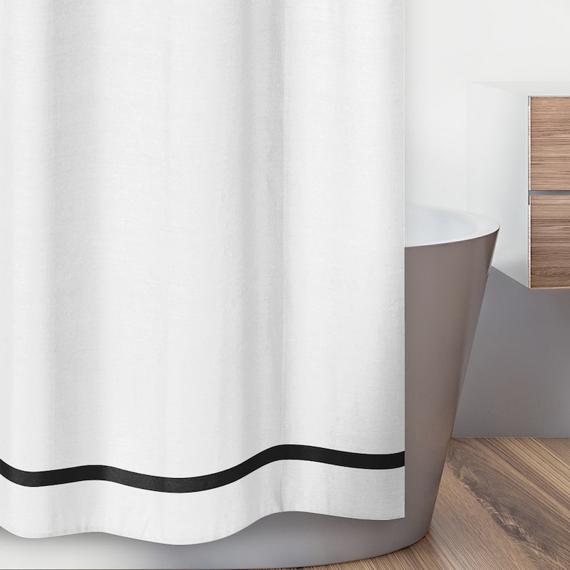 Sweet Jojo Designs White and Black Hotel Shower Curtain