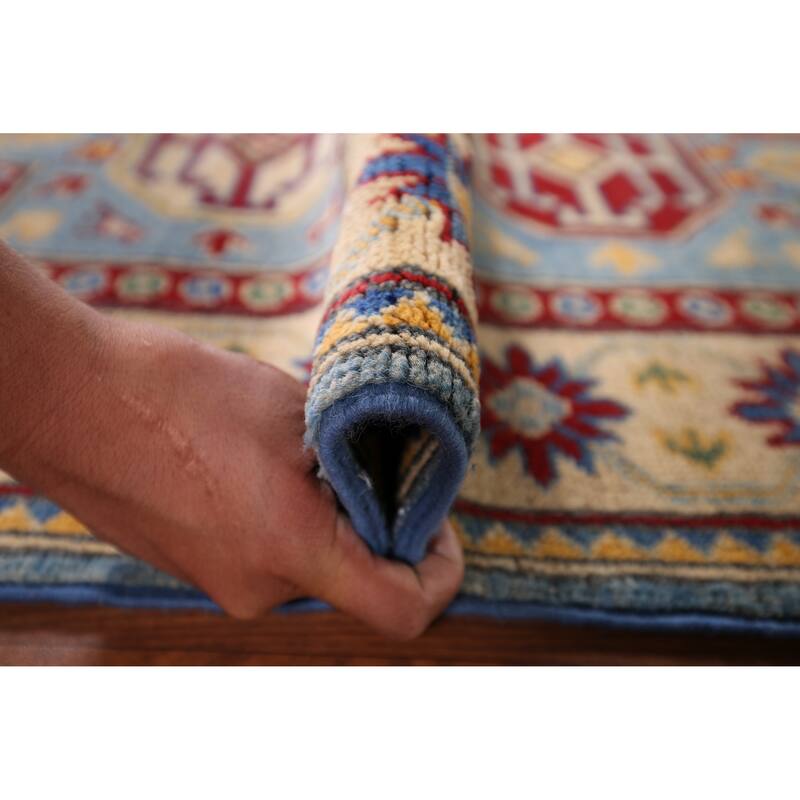 Blue Kazak Oriental Runner Rug Handmade Wool Carpet - 2'7" x 20'6"
