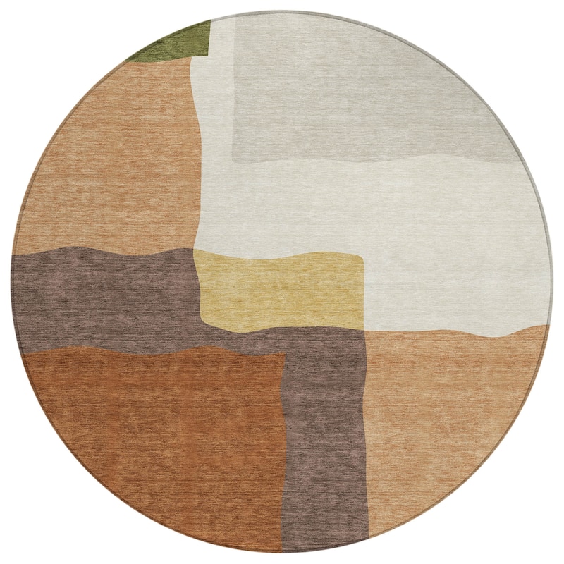 Machine Washable Indoor/ Outdoor Contemporary Blox Chantille Rug