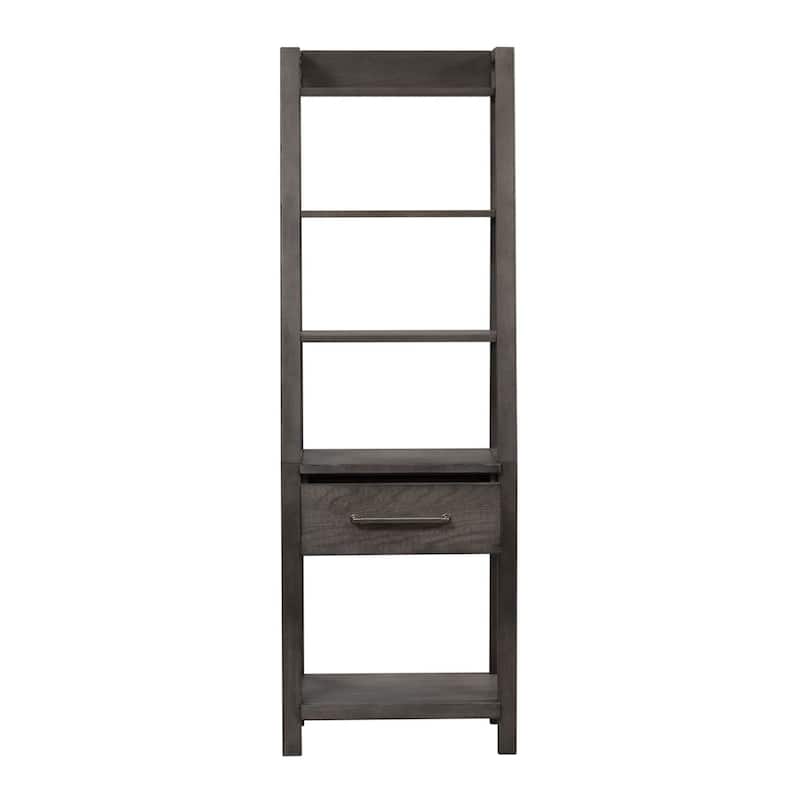 Modern Farmhouse Dusty Charcoal Distressed Leaning Bookcase