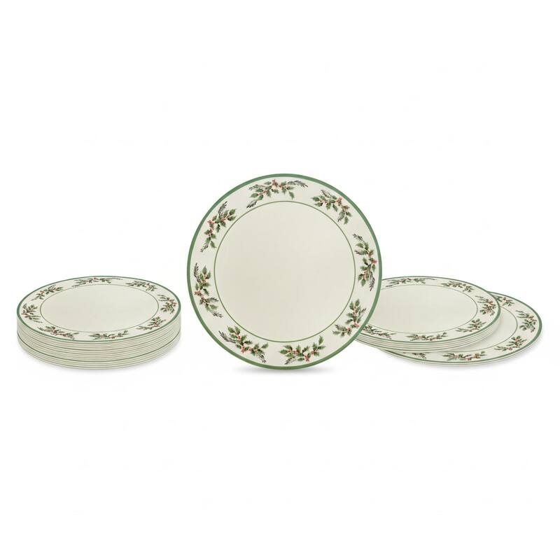 Spode Christmas Tree Set of 4 Holly Plates - 10 in