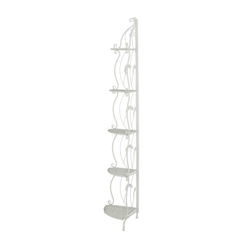 Metal Indoor Outdoor Tall Folding 5 Shelves Scroll Bakers Rack