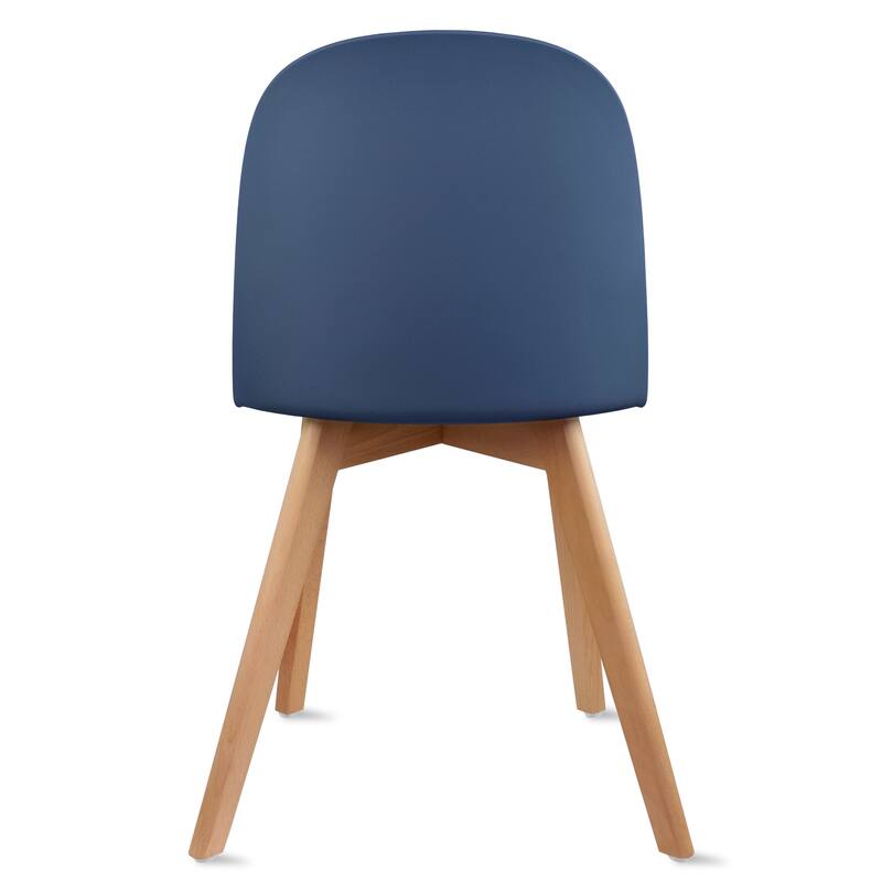 Set of 4 Plastic Dining Chairs Padded Cushion Faux Leather Wooden Legs For Kitchen Waiting Room Outdoor Party