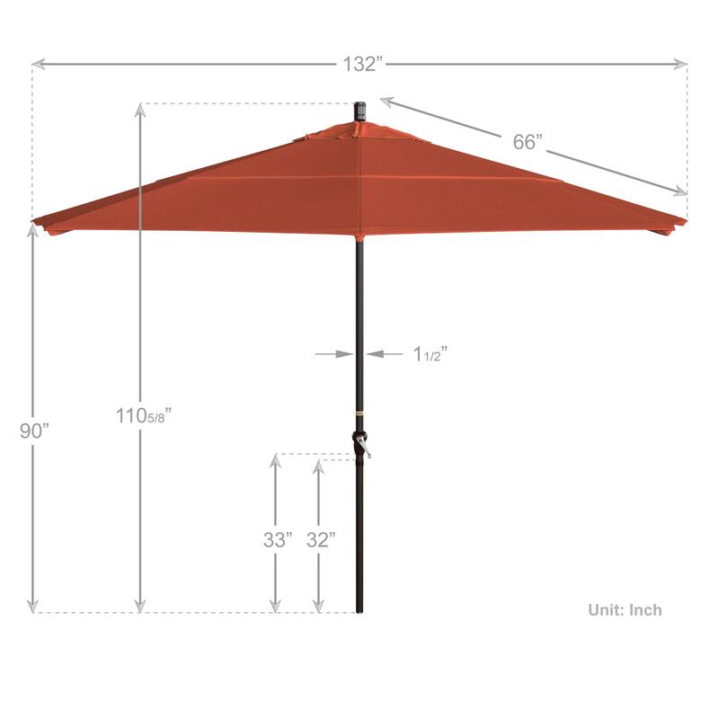 California Umbrella 11' Round Aluminum Crank Open Auto Tlit Patio Umbrella, Bronze Finish, Double Wind Vent.