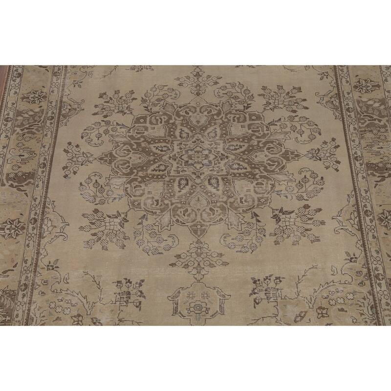 Distressed Tabriz Persian Vintage Area Rug Handmade Wool Carpet - 7'10"x 11'2"