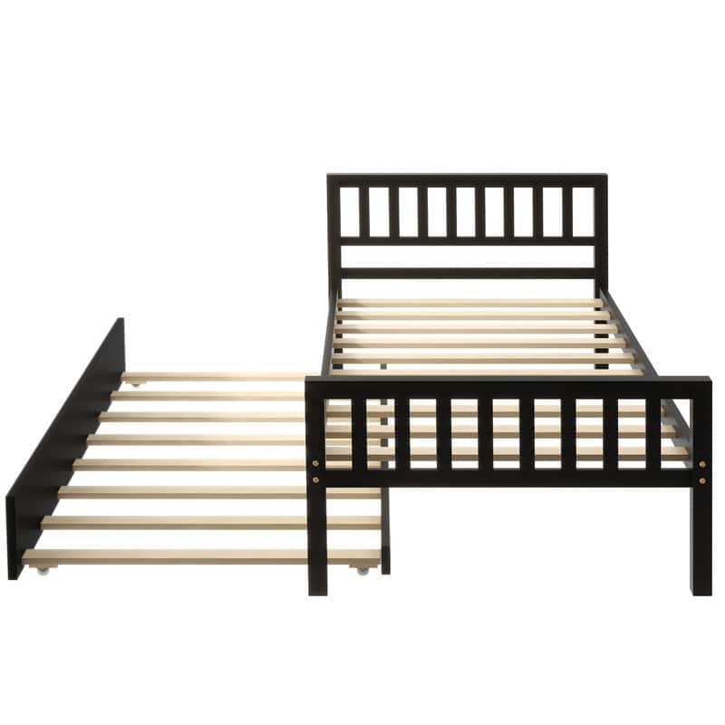 Twin Size Platform Bed with Trundle, Headboard and Footboard