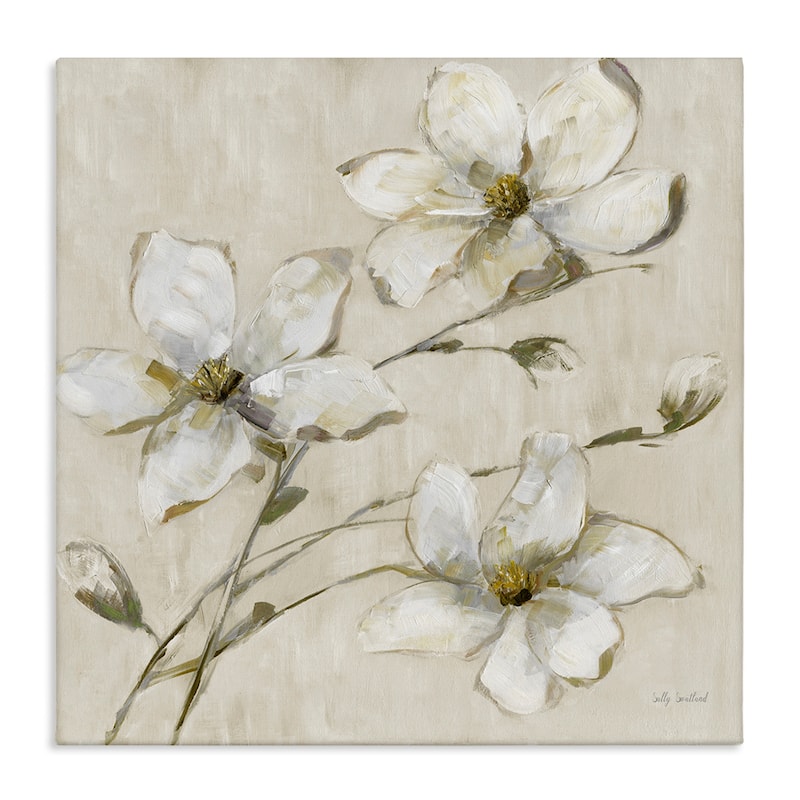 Stupell Neutral Tone Dogwood Flowers Canvas Wall Art Design By Sally Swatland - 36 x 36
