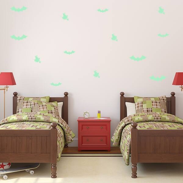 slide 2 of 6, Walplus Peel and Stick Wall Stickers Glow In The Dark Bat Witch Decor