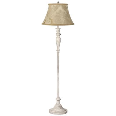 Vintage Chic Floor Lamp Antique White Brocade Shade Living Room - 16" x 60"