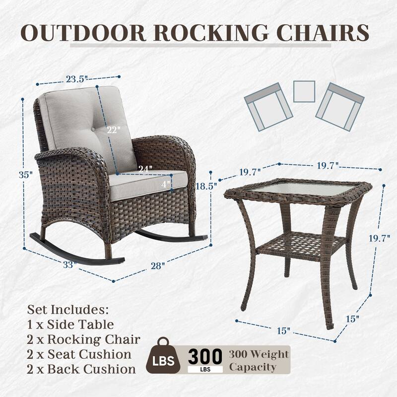 Outdoor Rocking Chair Table with Loveseat