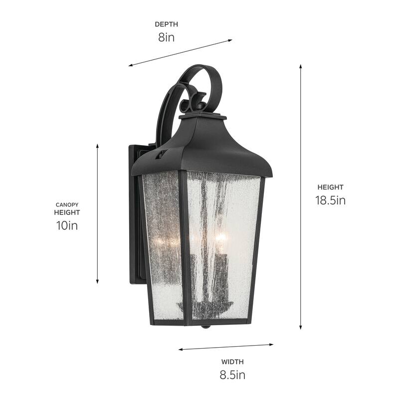 Kichler Lighting Forestdale 18.5 in. 2-Light Textured Black Outdoor Wall Sconce - 18.5 in