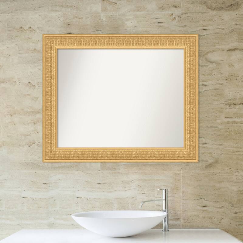 Trellis Non-Beveled Wood Framed Bathroom Vanity Wall Mirror - Trellis Gold