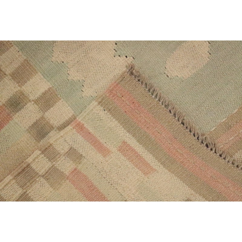 Hand Woven Oriental 100% Wool Carpet Southwestern Tribal Green Kilim Area Rug - 5' 9'' X 4' 1''