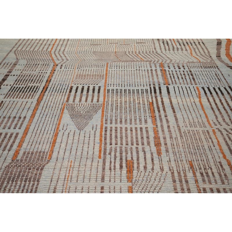Abstract Moroccan Large Area Rug Handmade Wool Carpet - 11'9" x 15'10"
