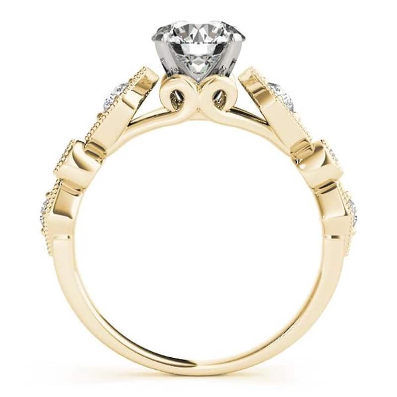 Auriya 14k Gold 2ctw Vintage Moissanite and Diamond Engagement Ring 1/6ct TDW