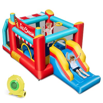 Gymax Inflatable Bounce House 5-in-1 Ice Cream Jumping Castle w/ 480W