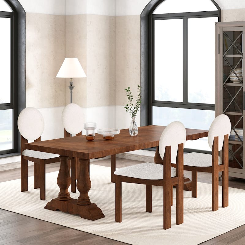 Gymax 4PCS Dining Chairs Upholstered Sherpa Fabric Kitchen Chairs w/