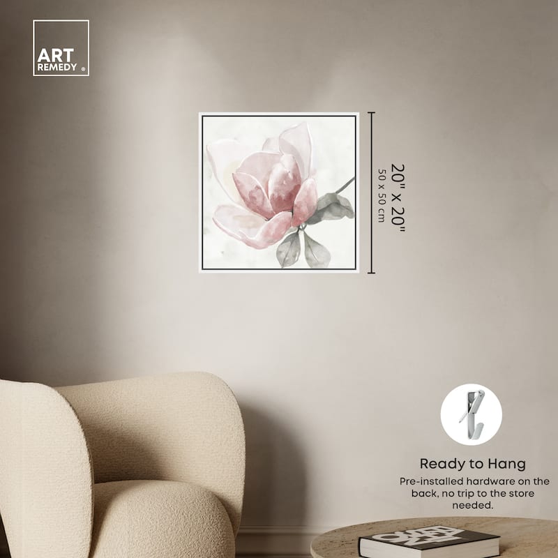 Art Remedy Faded Blush Rose Framed Floral Fine 1 Piece Canvas Wall Art