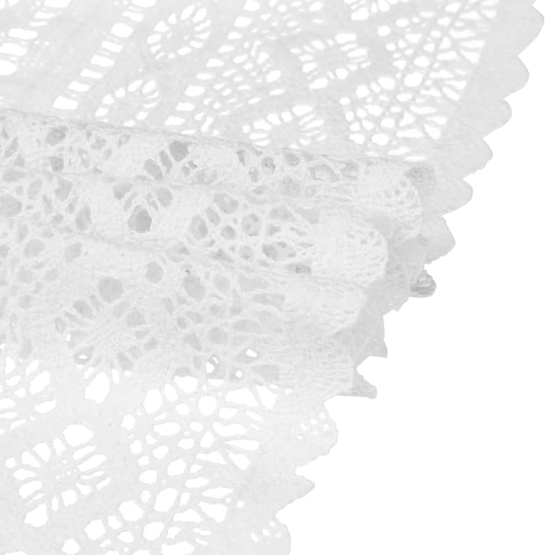 1 Pack Lace Table Runner with Tassels, Table Banner for Dining Decor - White - 9x63 Inch