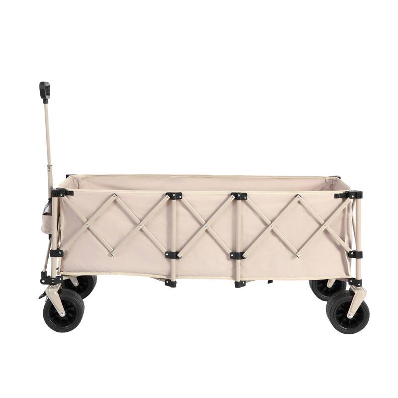 Foldable Wagon with All-Terrain Wheels & Drink Holders, 220lb Capacity