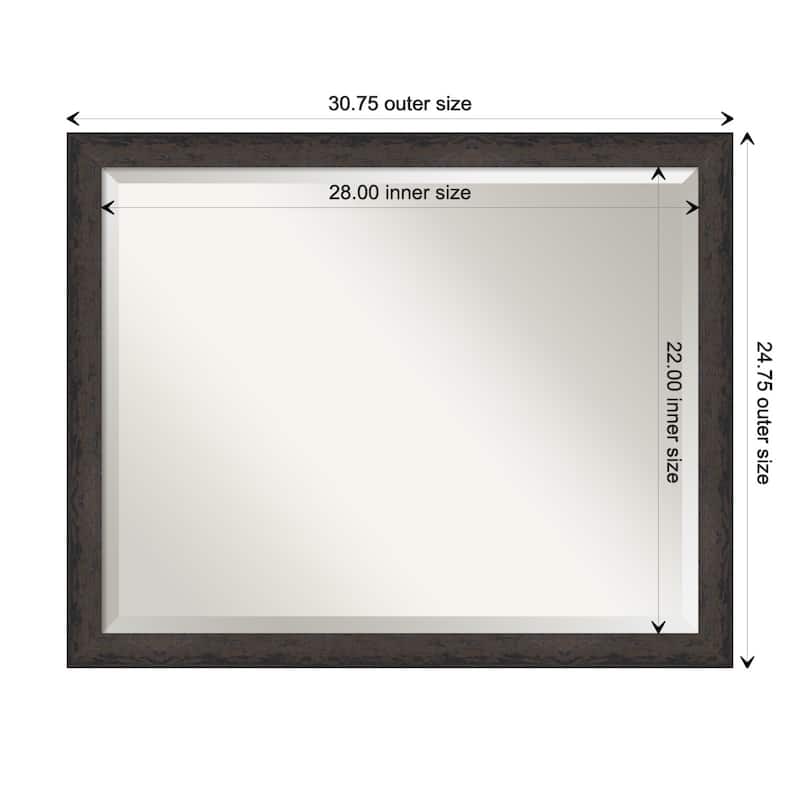 Dappled Narrow Beveled Wood Framed Wall Mirror - Dappled Black Brown Narrow - Glass Size 28x22