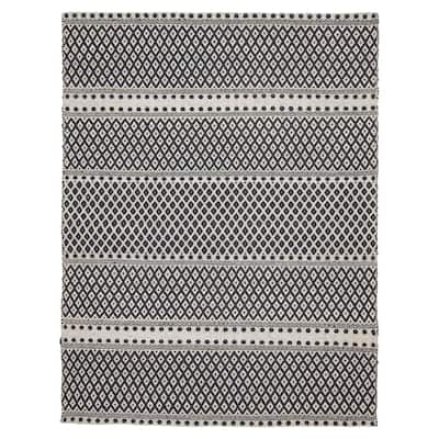 ECARPETGALLERY Hand Tufted Sienna Black Wool Rug - 5'7 x 7'4