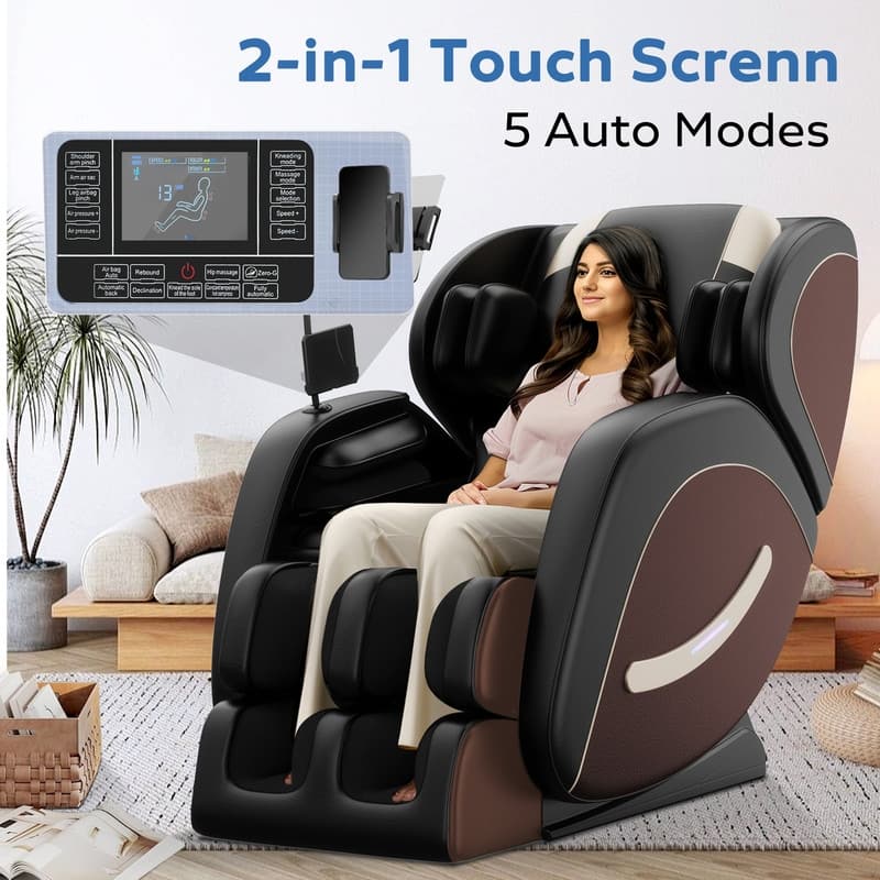 Luxury Zero Gravity Full-Body Massage Chair with Heating, Bluetooth Audio, and Foot Rollers - Home Relaxation Recliner