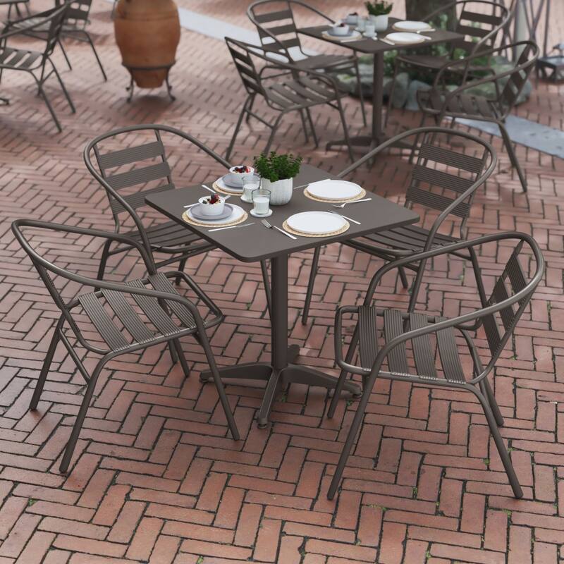 27.5" Square Aluminum Indoor-Outdoor Table Set