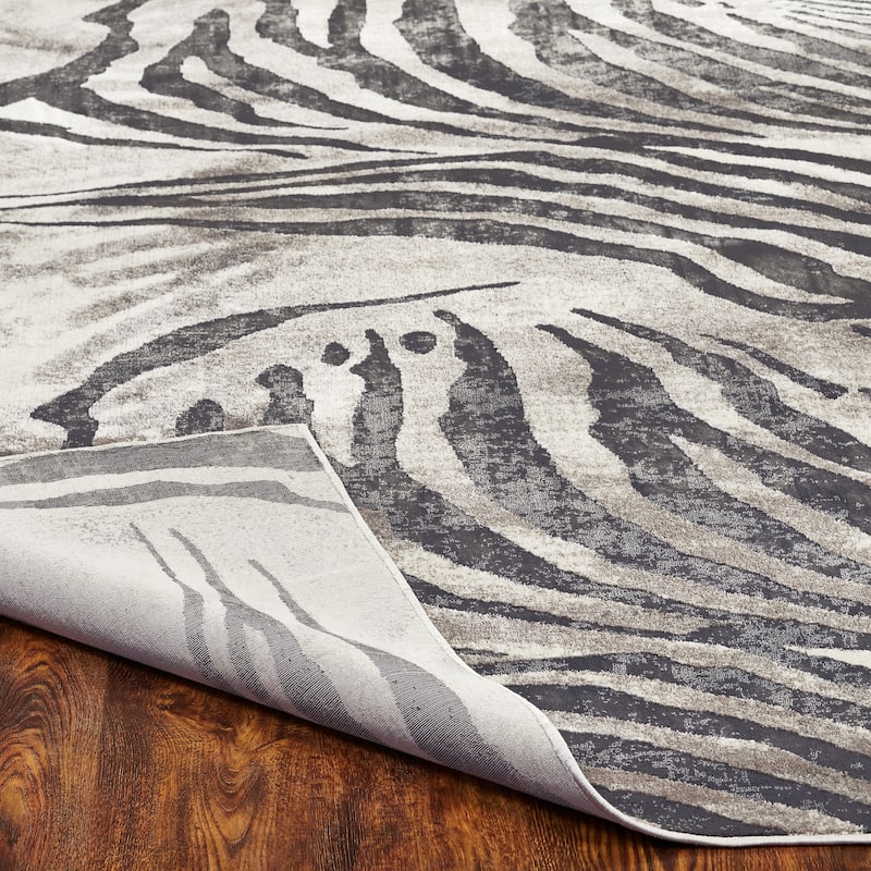 N Natori Serengeti Zebra Print Area Rug