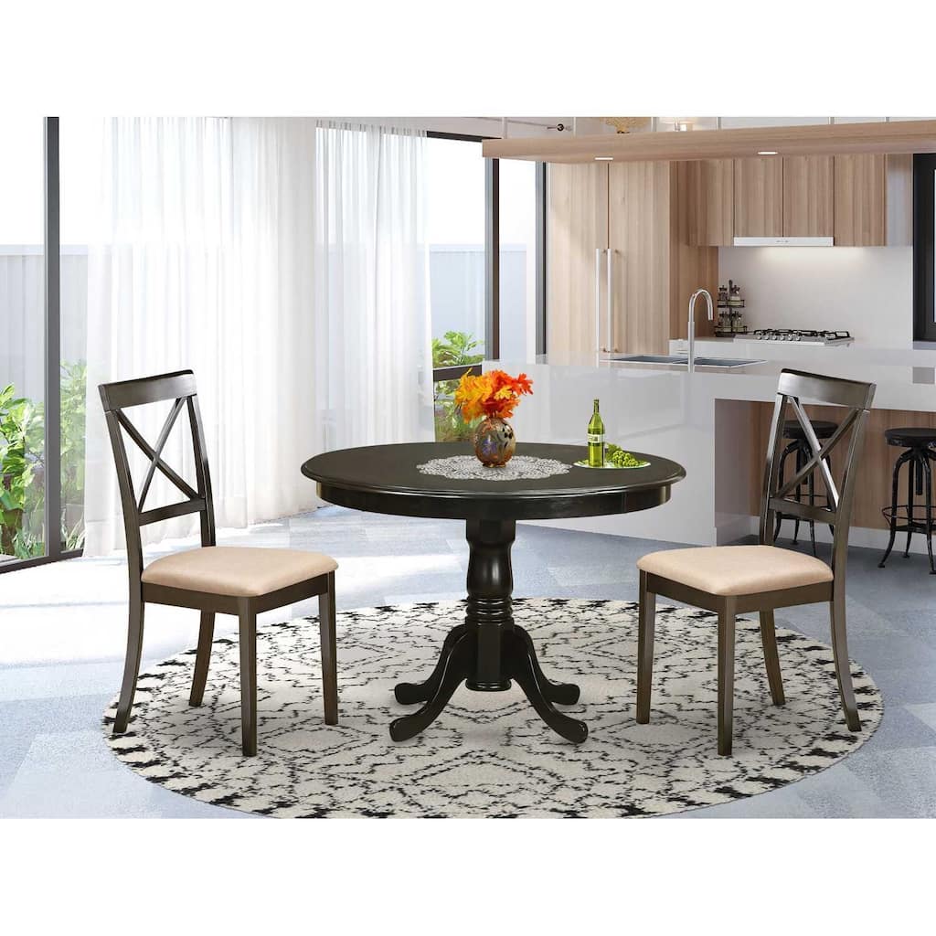 HomeStock 3-Pc Cappuccino Solid Wood Top - Dining Room Set - Seats 4