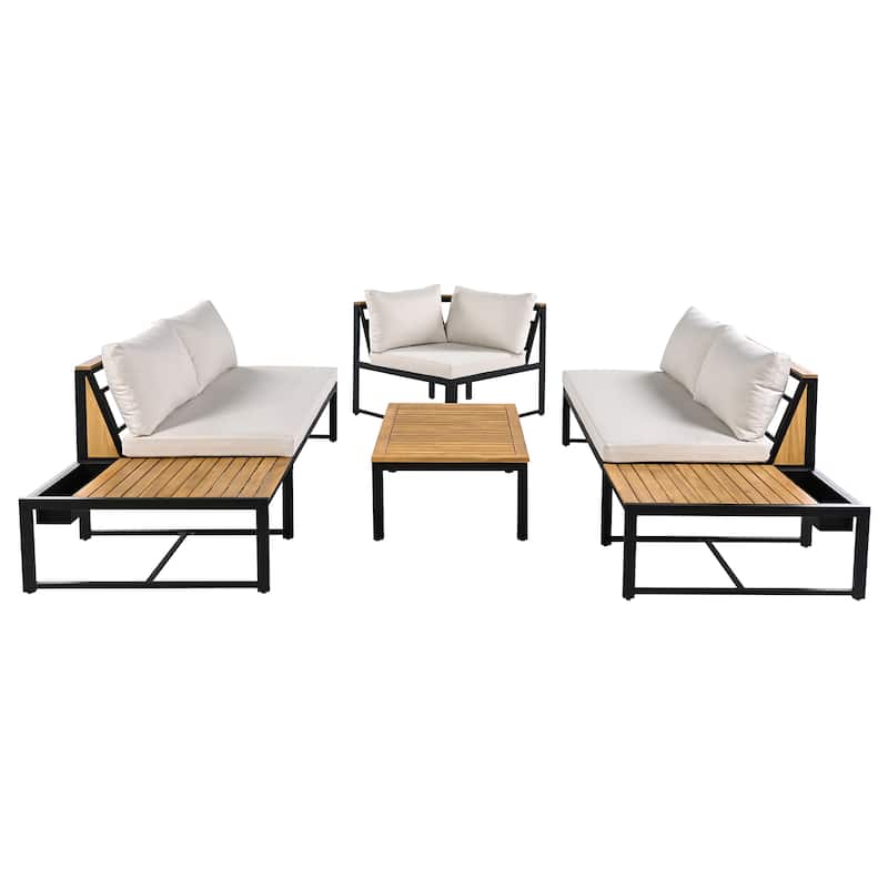 4 Pieces Outdoor Sofa Set with Waterproof Cushions