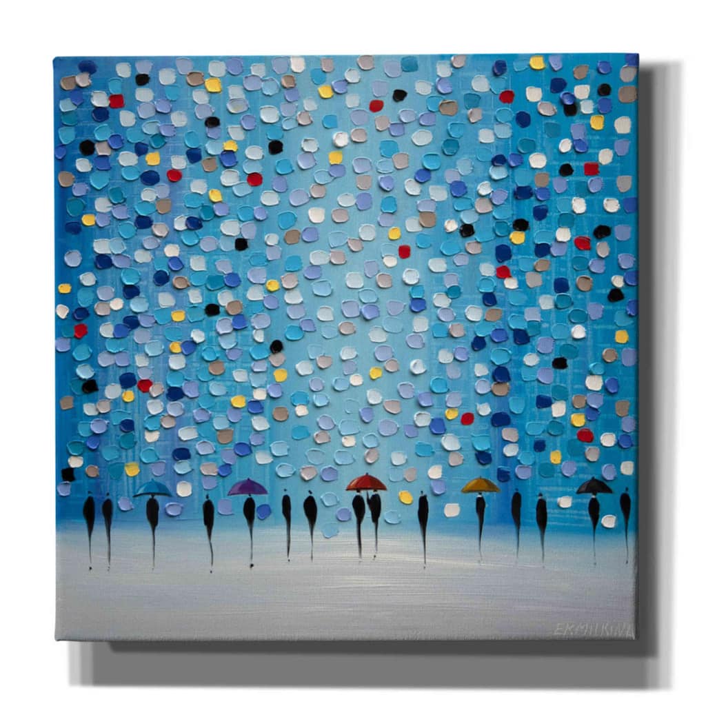 Epic Graffiti 'Colorful City Umbrellas' by Ekaterina Ermilkina Giclee Canvas Wall Art