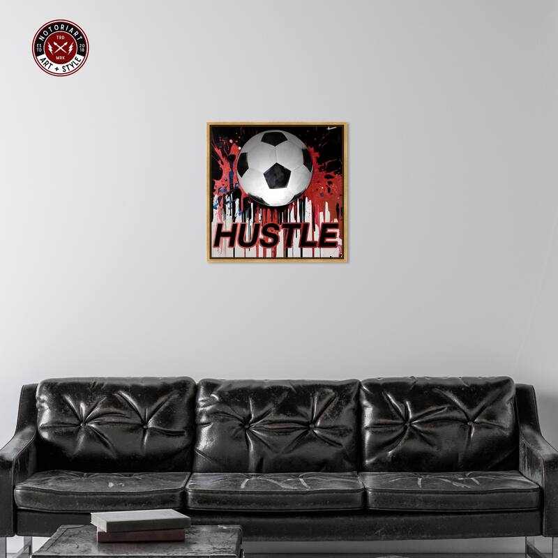 Notoriart Soccer Red Splash Framed Soccer 1 Piece Canvas Wall Art