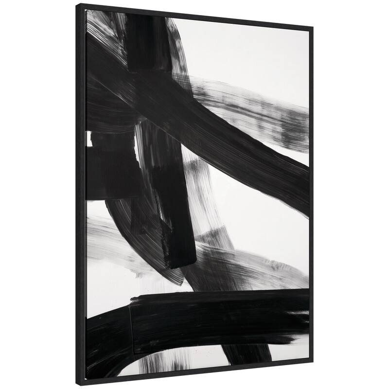 Kate and Laurel Black Mark No. 1 by Amy Lighthall Framed Canvas Wall Art Print - 28x38 - Black