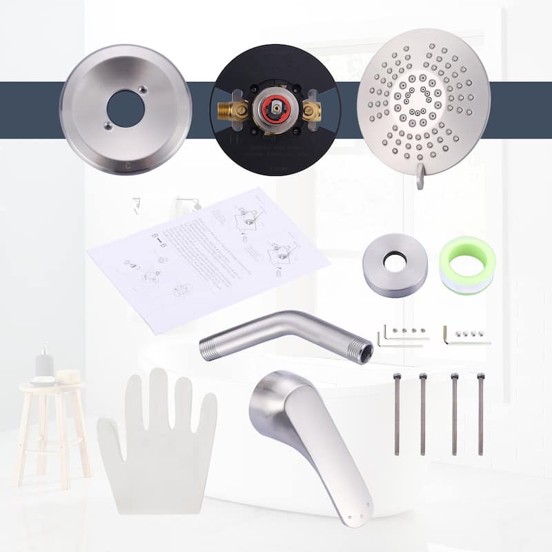 WOWOW Single Handle 5-Spray Round Shower Faucet with Valve