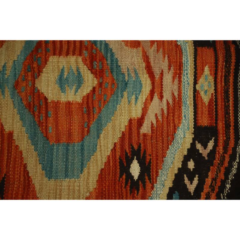 Hand Woven Oriental 100% Wool Carpet Southwestern Tribal Black Kilim Area Rug - 9' 8'' X 8' 1''